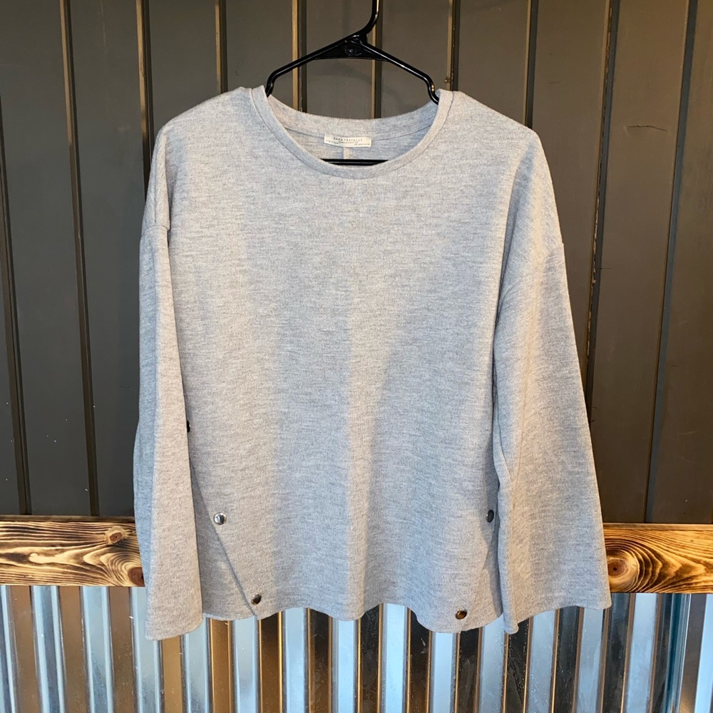 Zara Sweater Top Size Small Trafaluc Crewneck Grey Long Sleeve